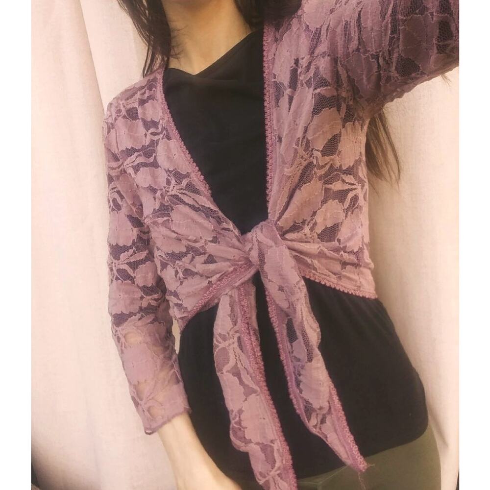 Purple Fairycore Lace Wrap Top
